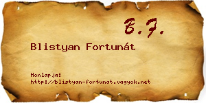 Blistyan Fortunát névjegykártya